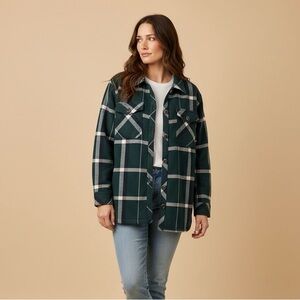 Women's Green Plaid Utility Jacket